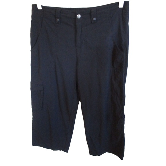 Lucy Pants - Black Lucy Stretch Nylon Capri Pants Size 6 Roll Tab Cuff